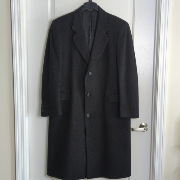 DiSilver Cashmere Blend Italian Overcoat Winter Trench Coat Black Men’s 42R - Picture 4 of 14